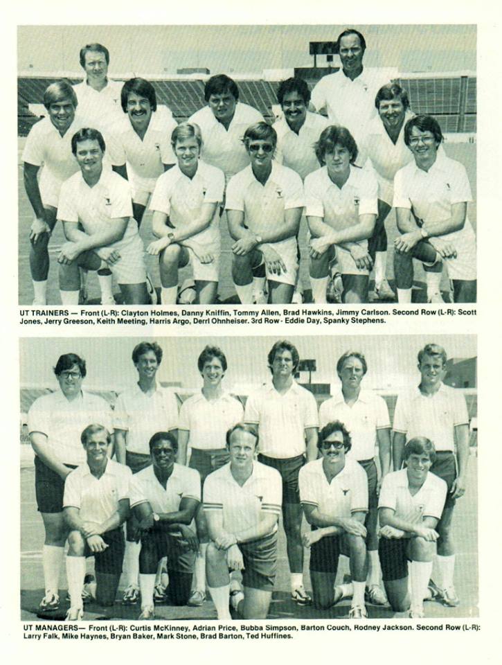  Trainers- Holmes, Kniffen, Allen, Hawkins, Carlson, Jones. Greeson, Meeting, Argo, Ohnheiser, Day, Stephens,   Managers- McKinney, Price,Simpson, Couch, Jackson, Falk, Haynes, Baker, Stone, Barton, Huffines 