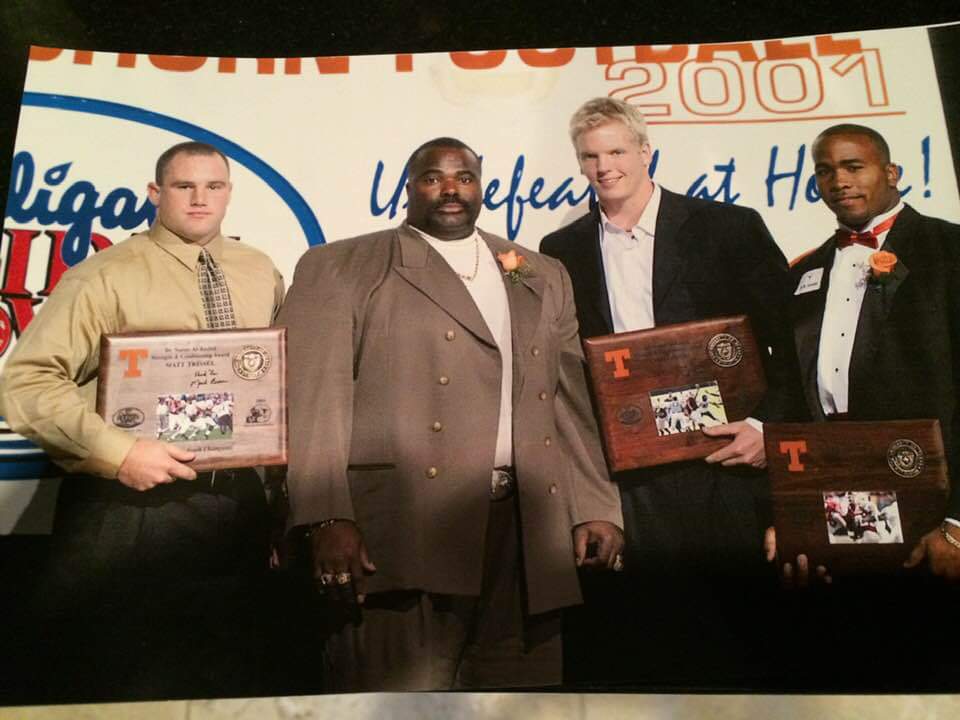  Matt Trissel(FB), Jeff Madden, (Maddog,S&amp;C) Chris Simms (QB),Deandre Lewis (LB) receive the Dr. Nasser Al-Rashid Lifting &amp; Conditioning Awards  Given Out yearly! 