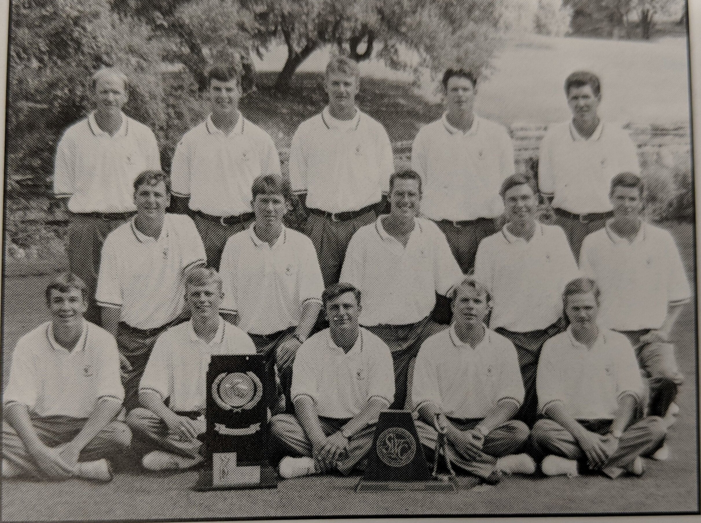  Front Row:  Patrick Malone, Manager Chad Ihrig, Dirk Mitchell, Nick Malinowski, Chad Senn. Second row-Harrison Frazar, Robby Skinner, Mike Chisum, Jeff Fahrenbruch, Brad Elder,  Back row:  Coach Jim Ragan, Marcus Jones, Greg Harper, Jason Hebert, Ji