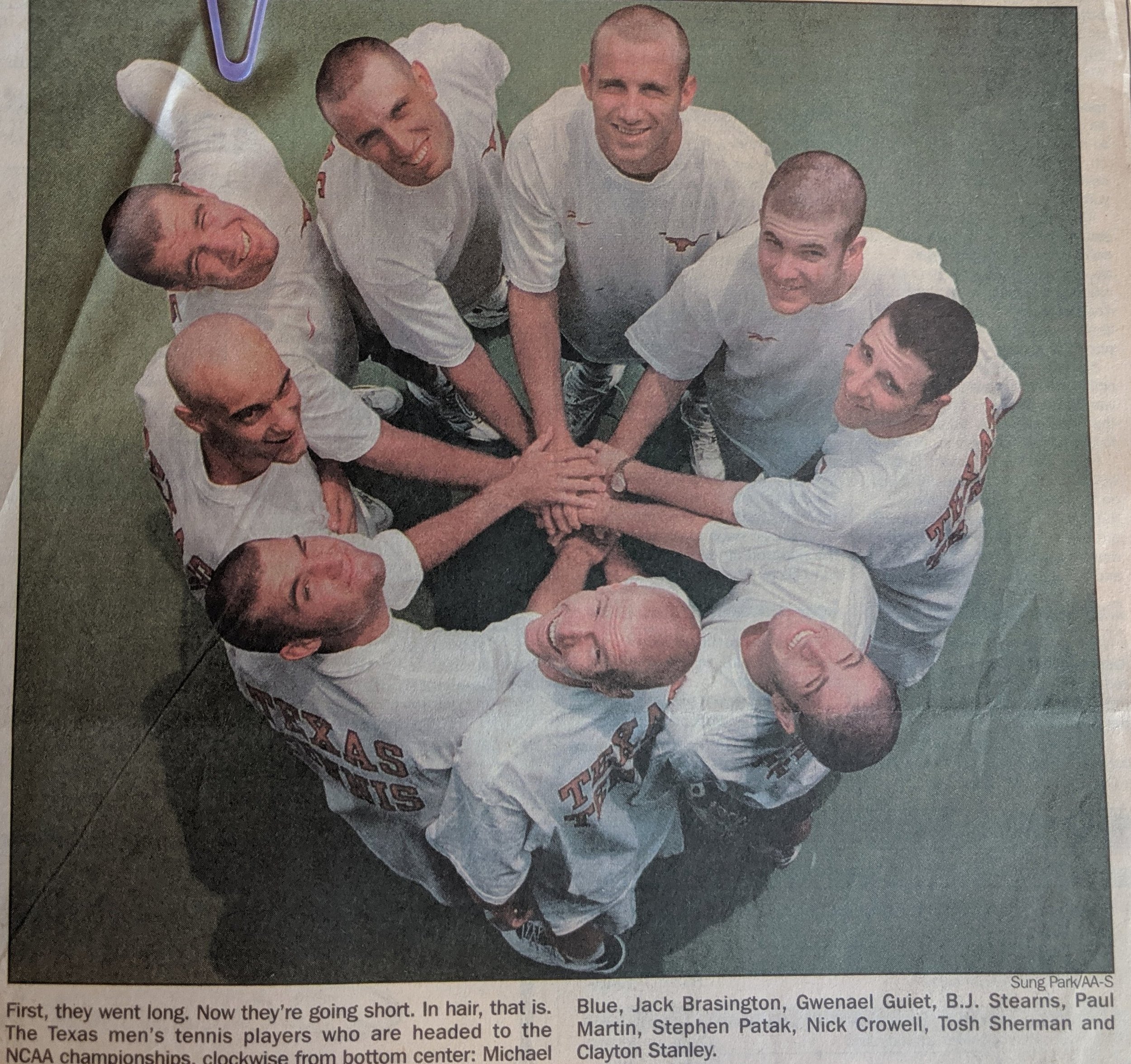  1998- tennis Snyder clockwise starting from bottom center,  Blue, Brasington, Guiet, Stearns, Martin, Patak, Crowell, Sherman, Stanley 