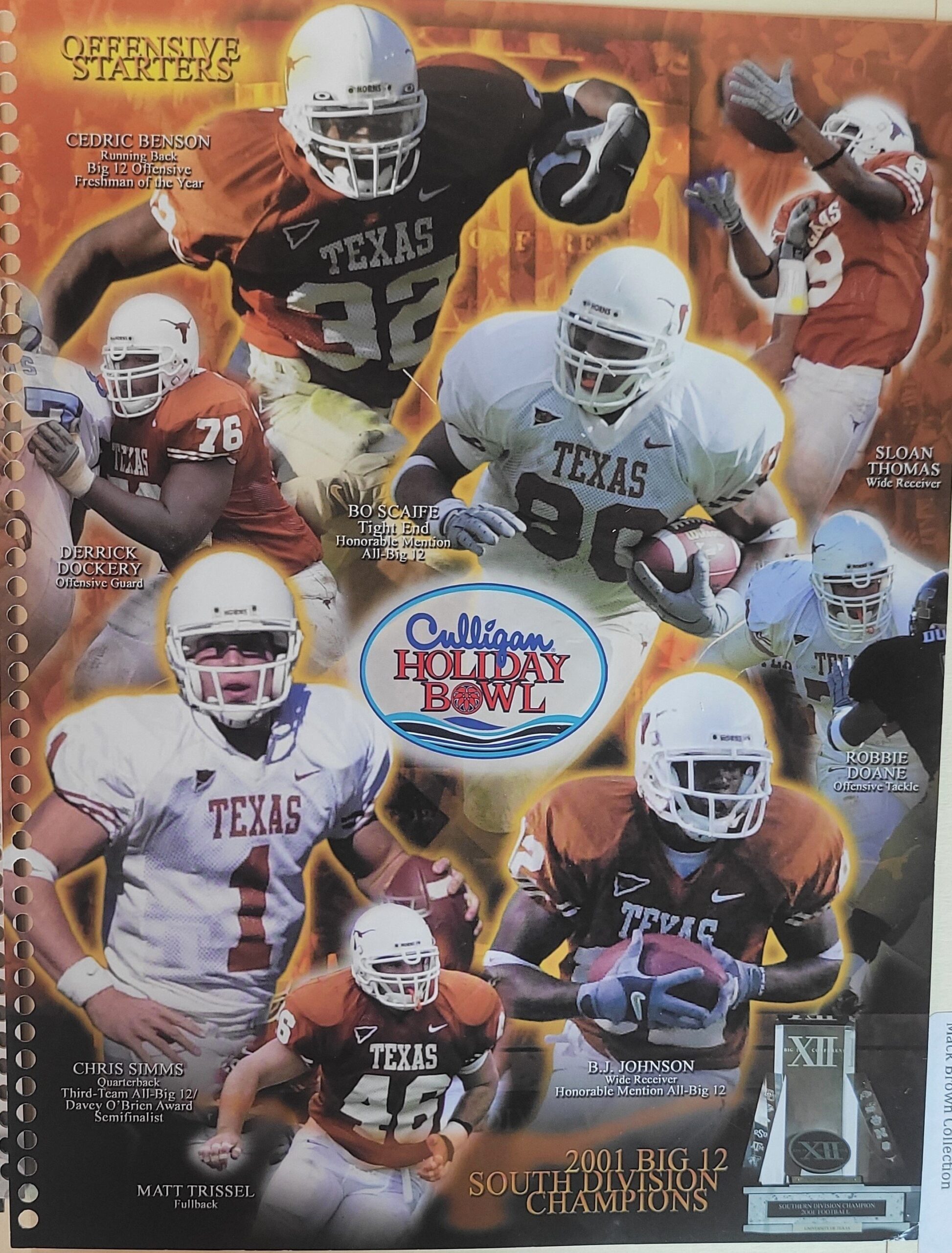 2001-2002 programs  Holiday Bowl, Benson, Dockery, Scaife, Sloan Thomas, Simms, Trissel, B.J Johnson.jpg