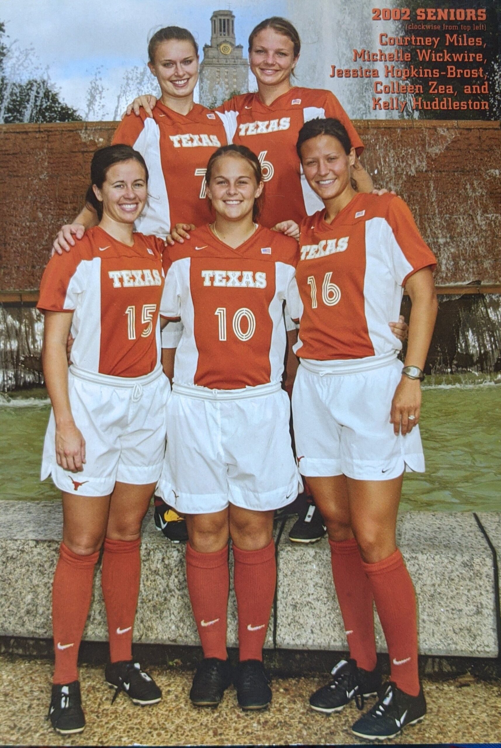  2002 soccer  Courtney Miler, Michelle Wickwire, Jessica Hopkins-Brost, Collen Zea, Kelly Huddleston. 