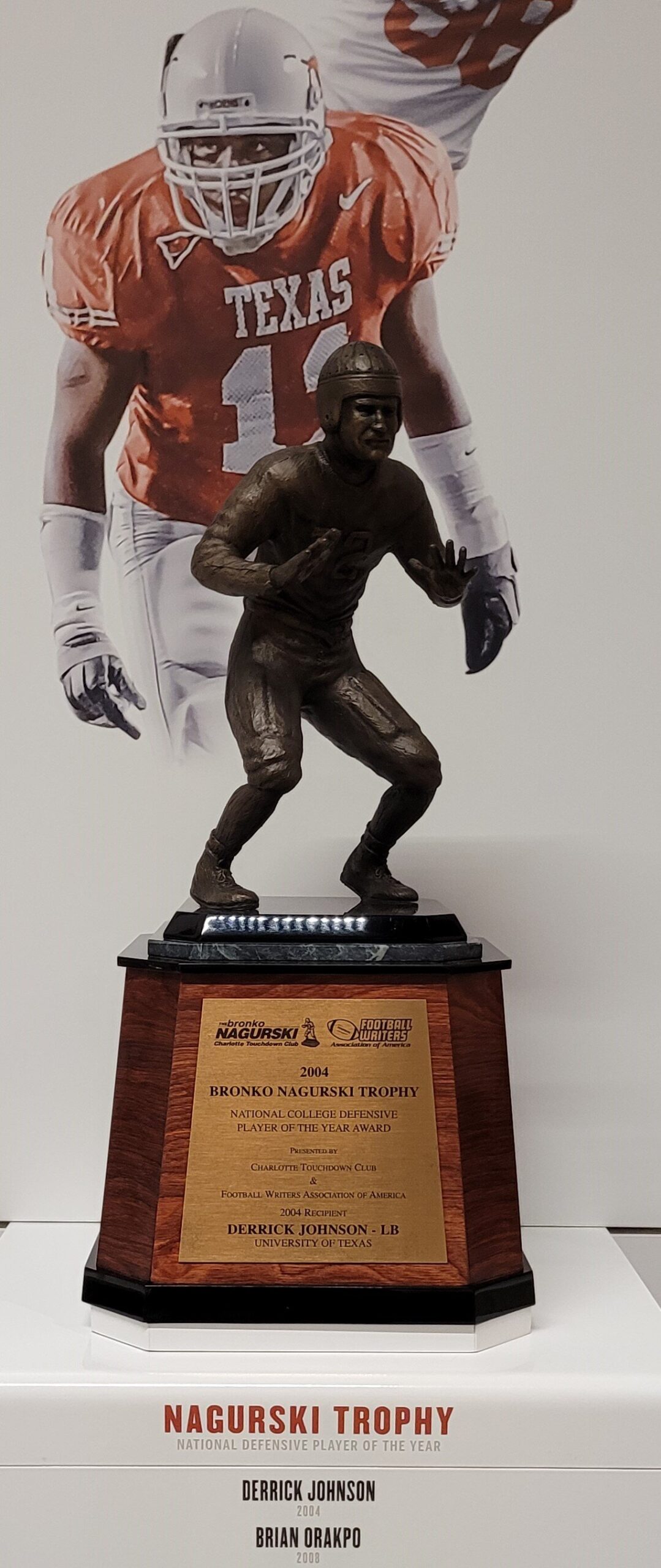 Nagurski trophy Derrick Johnson 2004 and  Brian Orakpo 2008-.jpg