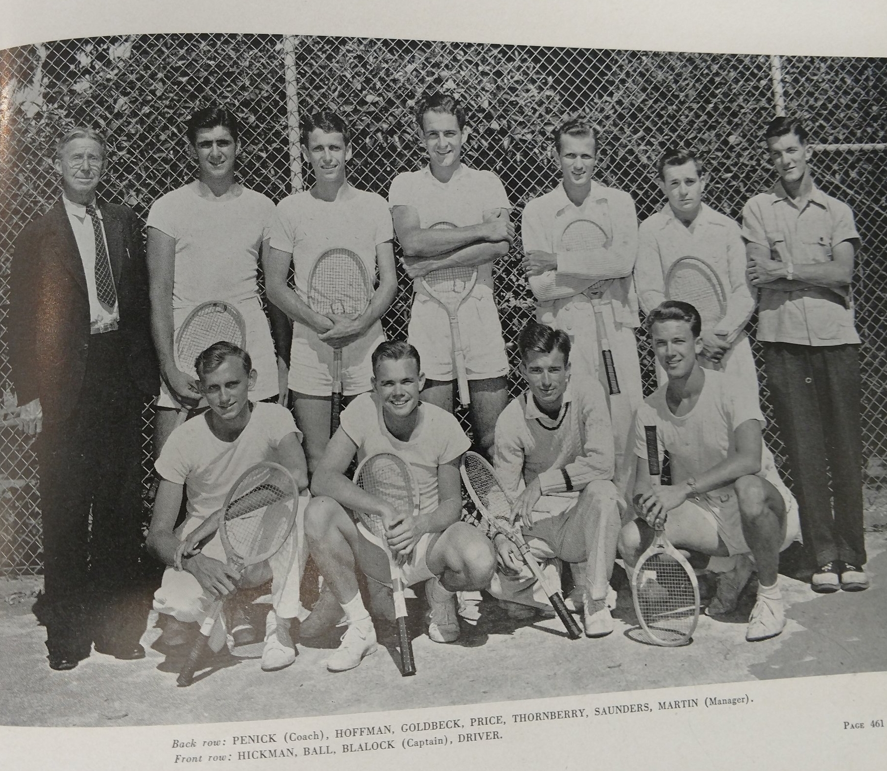  Back row- Penic, Hoffman, Goldbeck, Price, Thornberry, Saunders, Martin  Front Row- Hickman, Ball, Blalock (Captain), Driver