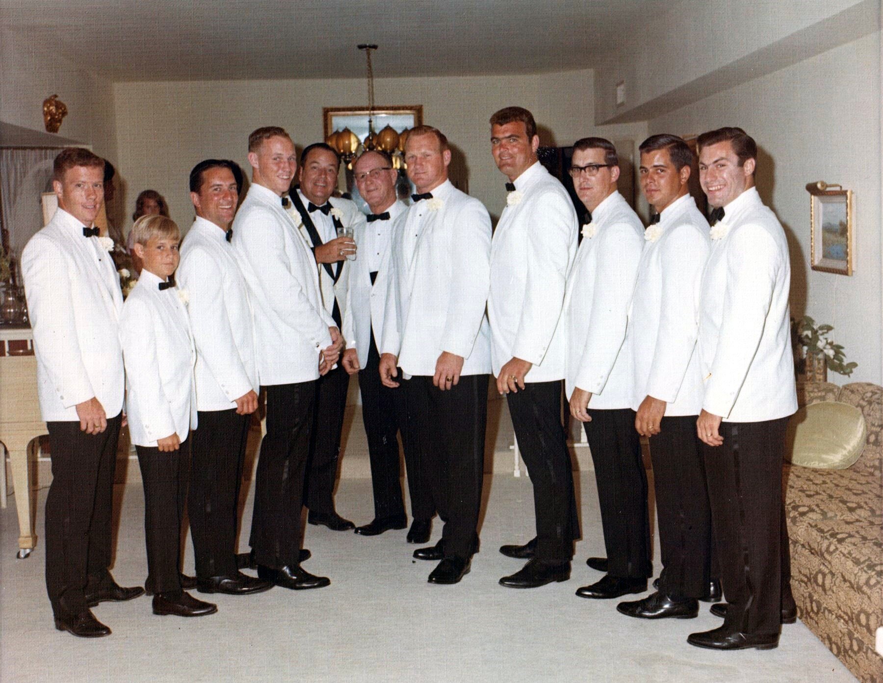 Joe is 4th from the left at Tommy's wedding