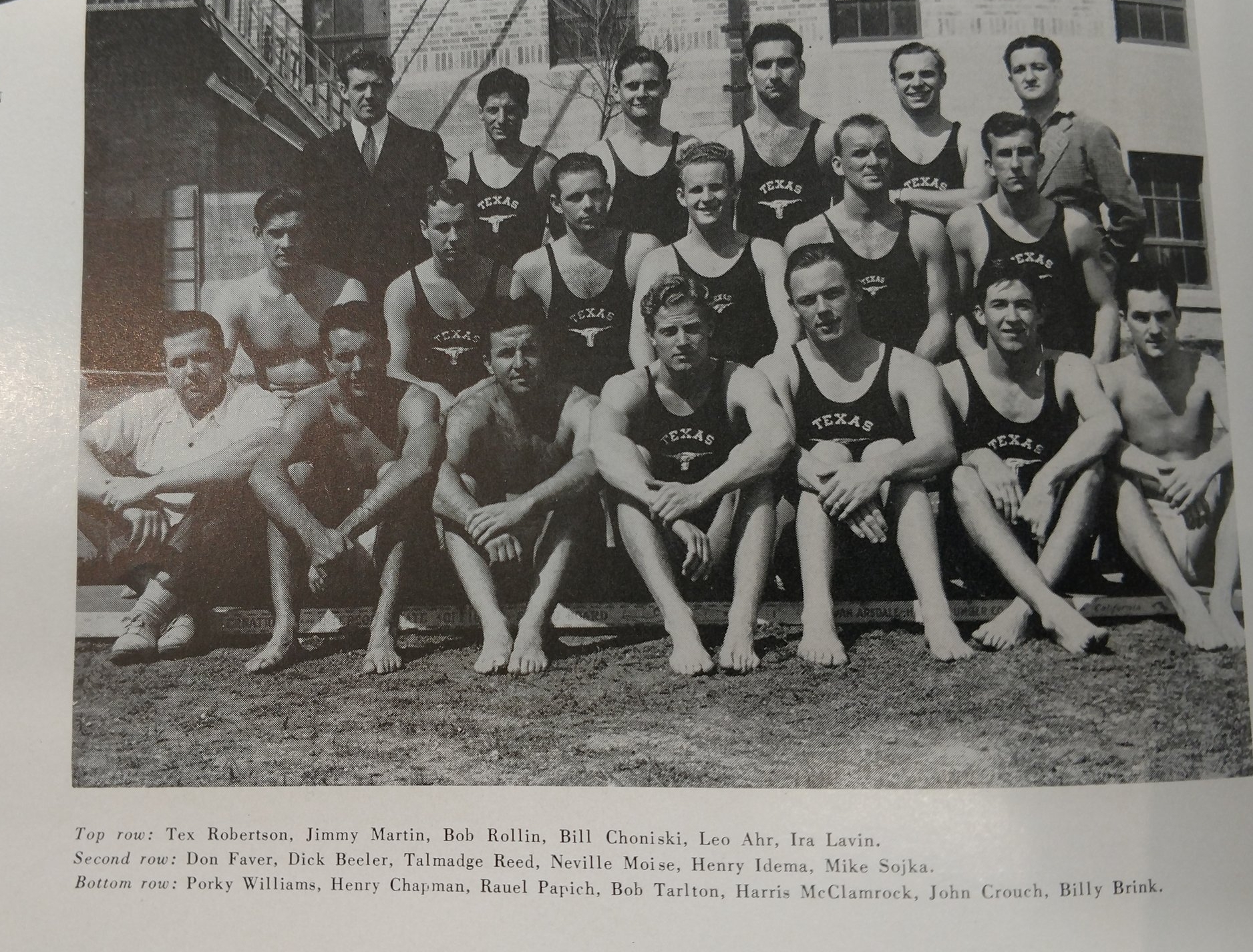  Top row- Tex, Martin, Rollin, Choniski, Ahr, Lavin, 2nd- Faver, Beeler, Reed, Moise,  Idema, Sojki  bottom row- Williams, Chapman, Papich,  Tarleton, McClamrock,  Crouch,  Brink 