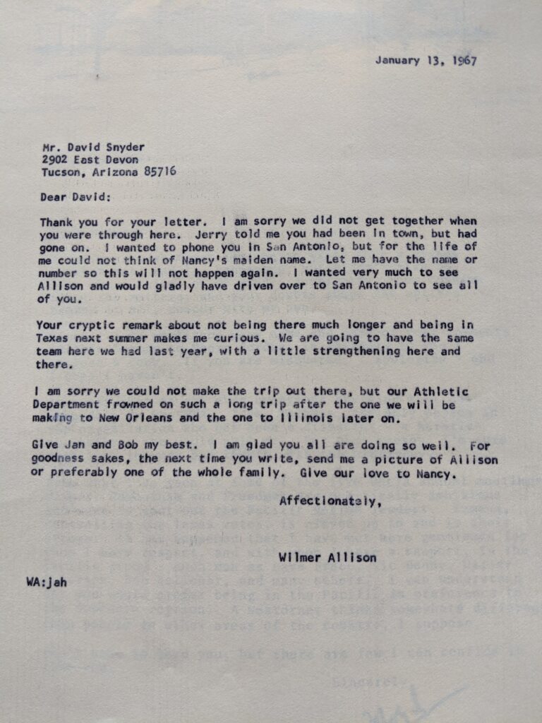 Snyder and Allison correspondence